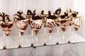 Traditional Italian dessert tiramisu in a glass. wedding dessert for the holidays