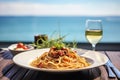 Traditional italian dish spaghetti carbonara Royalty Free Stock Photo