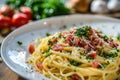 Traditional italian dish spaghetti carbonara