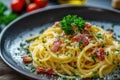 Traditional italian dish spaghetti carbonara Royalty Free Stock Photo