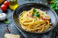 Traditional italian dish spaghetti carbonara Royalty Free Stock Photo