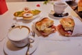 Traditional Italian focaccia. light Italian breakfast in a cafe Royalty Free Stock Photo