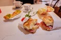 Traditional Italian focaccia. light Italian breakfast in a cafe Royalty Free Stock Photo