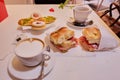 Traditional Italian focaccia. light Italian breakfast in a cafe Royalty Free Stock Photo