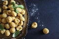 Fresh homemade uncooked gnocchi. Royalty Free Stock Photo