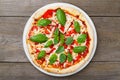 Traditional Italian food, Margherita pizza Royalty Free Stock Photo