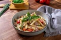 traditional Italian food pasta with tuna fish and green beans Royalty Free Stock Photo