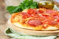 Traditional Italian food pizza with tomato sauce Royalty Free Stock Photo