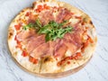 Traditional Italian fresh Prosciutto parma ham pizza. Royalty Free Stock Photo