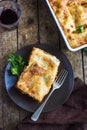 Traditional italian lasagna with minced beef bolognese sauce Royalty Free Stock Photo