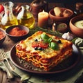 traditional italian lasagne on a plate