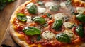 Traditional Italian Margherita Pizza With Fresh Basil And Mozzarella