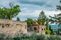 Traditional italian medieval alley and buildings in the historic center of beautiful town of Spello, in Umbria Region, Italy Royalty Free Stock Photo