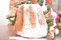 Traditional italian pandoro panettone dessert on table food italian for Christmas festivity Royalty Free Stock Photo