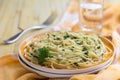 Traditional Italian pasta with garlic and parsley Royalty Free Stock Photo