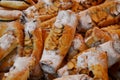 Traditional Italian pastry - apple loaf - for sale in Christmas stalls of Milan.