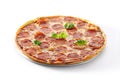 Traditional Italian Pepperoni Pizza, Isolated Fast Food Closeup Royalty Free Stock Photo