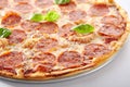 Traditional Italian Pepperoni Pizza, Isolated Fast Food Closeup Royalty Free Stock Photo