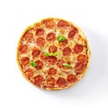 Traditional Italian Pepperoni Pizza, Isolated Fast Food Top View Royalty Free Stock Photo