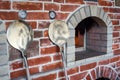 Traditional italian Pizza oven, burning wood and flames in fireplace Royalty Free Stock Photo