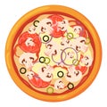 Traditional italian pizza pie with mushrooms. Cartoon icon Royalty Free Stock Photo