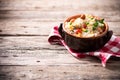 Traditional italian rice salad on wood table Royalty Free Stock Photo