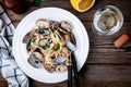 Traditional italian seafood pasta with clams Spaghetti alle Vongole Royalty Free Stock Photo