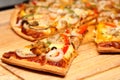Traditional italian seafood pizza with prawns and mussels Royalty Free Stock Photo
