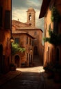 traditional italian small village, old town street , ai generative Royalty Free Stock Photo