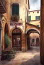 traditional italian small village, old town street , ai generative Royalty Free Stock Photo