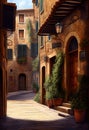 traditional italian small village, old town street , ai generative Royalty Free Stock Photo