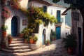 traditional italian small village, old town street , ai generative Royalty Free Stock Photo