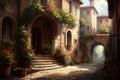 traditional italian small village, old town street , ai generative Royalty Free Stock Photo