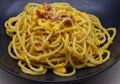 Traditional Italian Spaghetti alla Carbonara close-up Royalty Free Stock Photo