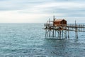 Traditional italian trabucco in adriatic sea