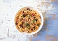 Traditional Itallian pasta spaghetti alla puttanesca Royalty Free Stock Photo