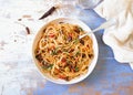 Traditional Itallian pasta spaghetti alla puttanesca Royalty Free Stock Photo