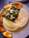 Jamaican Spinach and Codfish with ripe plantains a