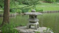 A traditional Japanes stone light in park.