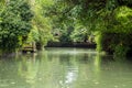 Traditional Japanese boat cruising in Yanagawa canal, Japan Royalty Free Stock Photo