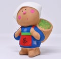 Traditional Japanese Clay Doll of a Farmer