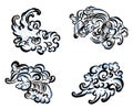 Traditional Japanese clouds vector for tattoo or embroidery.Chinese clouds and wave.