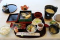 traditional japanese dishes in a restaurant in iwakuni (japan) Royalty Free Stock Photo