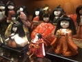 Traditional japanese dolls, hina dolls, during girls' festival or hina matsuri in Kyoto, Japan Royalty Free Stock Photo