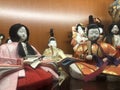 Traditional japanese dolls, hina dolls, during girls' festival or hina matsuri in Kyoto, Japan Royalty Free Stock Photo