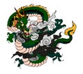 Traditional Japanese dragon with sakura and flower on isolate background. Royalty Free Stock Photo