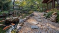 Japanese Garden With Pond and Rocks Royalty Free Stock Photo