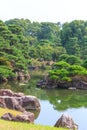 Traditional Japanese garden at Nijo Castle, Kyoto. Royalty Free Stock Photo