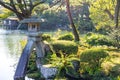 Traditional Japanese garden and stone lantern Royalty Free Stock Photo