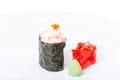 Traditional japanese gunkan sushi with snow crab. Royalty Free Stock Photo